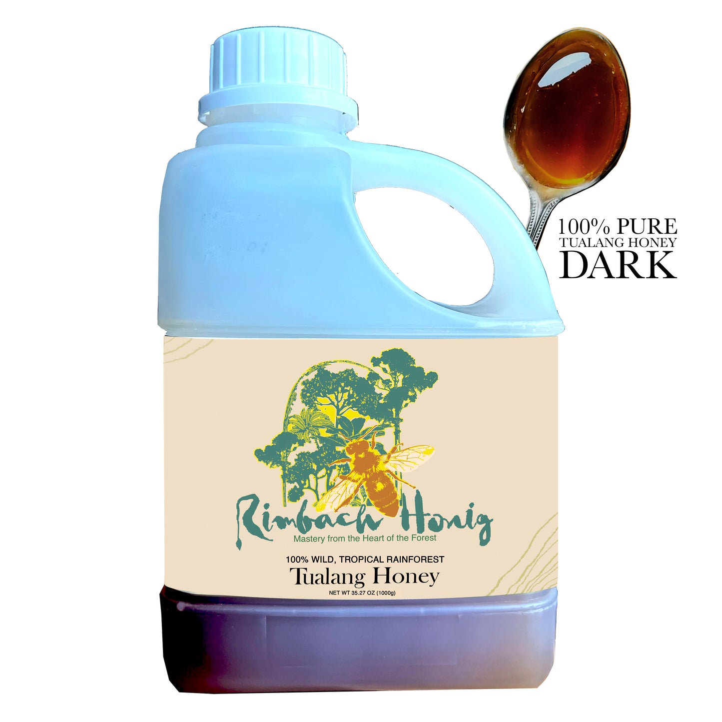 Rimbach Honig | Dark Pure Tualang Honey- From Malaysia & Nusantara Rainforest Gourmet Honey (1000g)